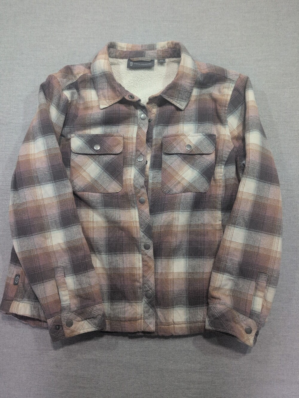 Free Country plaid sherpa lined button front jacket XL